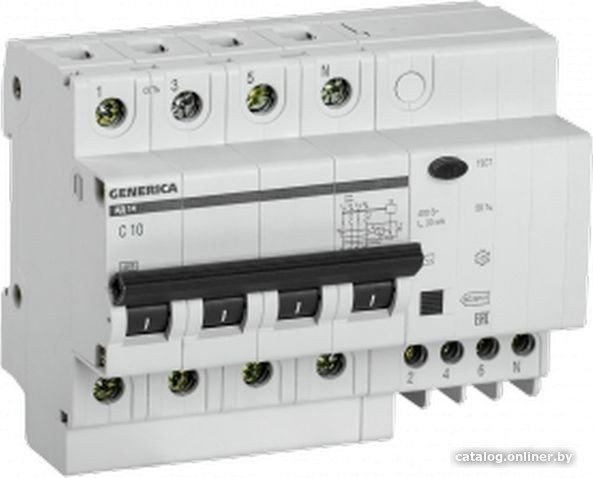 Дифференциальный автомат Generica АД14 4Р 10А 30мА MAD15-4-010-C-030