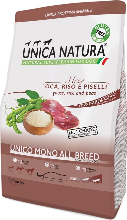 

Сухой корм для собак Unica Natura Unico Mono All Breed с гусем, рисом и горохом 12 кг