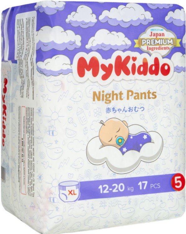 

Трусики-подгузники MyKiddo Night XL 12-20 кг (17 шт)