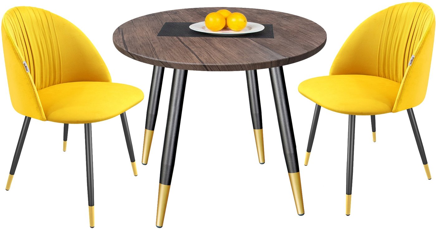 

Обеденная группа Sheffilton SHT-DS167 (палисандр/императорский желтый/черный муар/золото)