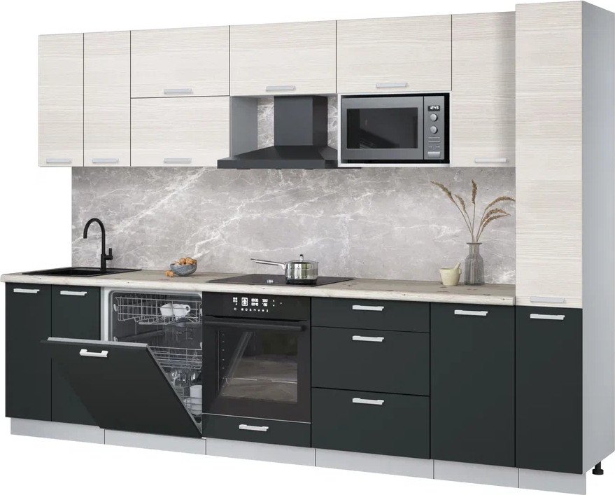 

Готовая кухня Интерлиния Мила Лайт 3.1-ПМ2 (вудлайн кремовый/антрацит/бискайская сосна)