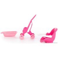 Коляска для кукол Полесье Pink Line 3х1 42842