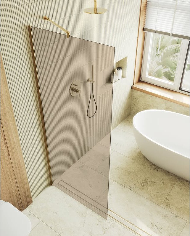 

Душевая стенка MaybahGlass 89x195 MGD-691-3ш (бронзовое стекло/золотой)