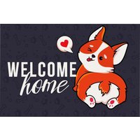 Придверный коврик Venera Home Welcome с корги ПВХ 60x90