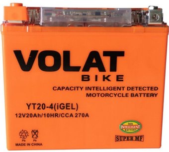 Мотоциклетный аккумулятор VOLAT YT20-4 iGel (20 А·ч)