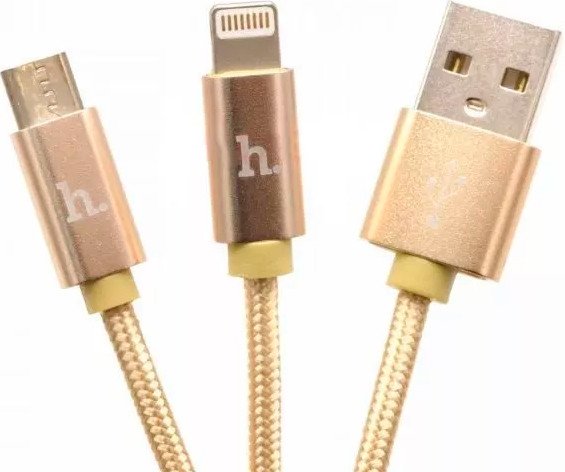 Кабель Hoco X2 USB Type-A - Lightning/microUSB (1 м, золотой)