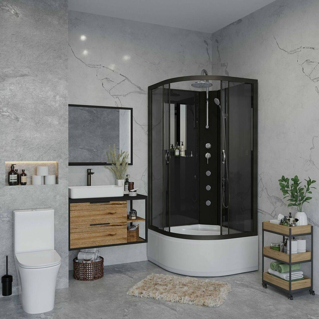 

Душевая кабина Niagara NG-6508-14BKTG 90x90x210