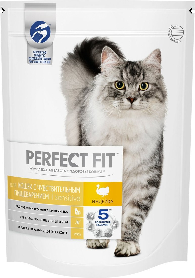 

Сухой корм для кошек Perfect Fit Sensitive для кошек с чувствительным пищеварением с индейкой 650 г