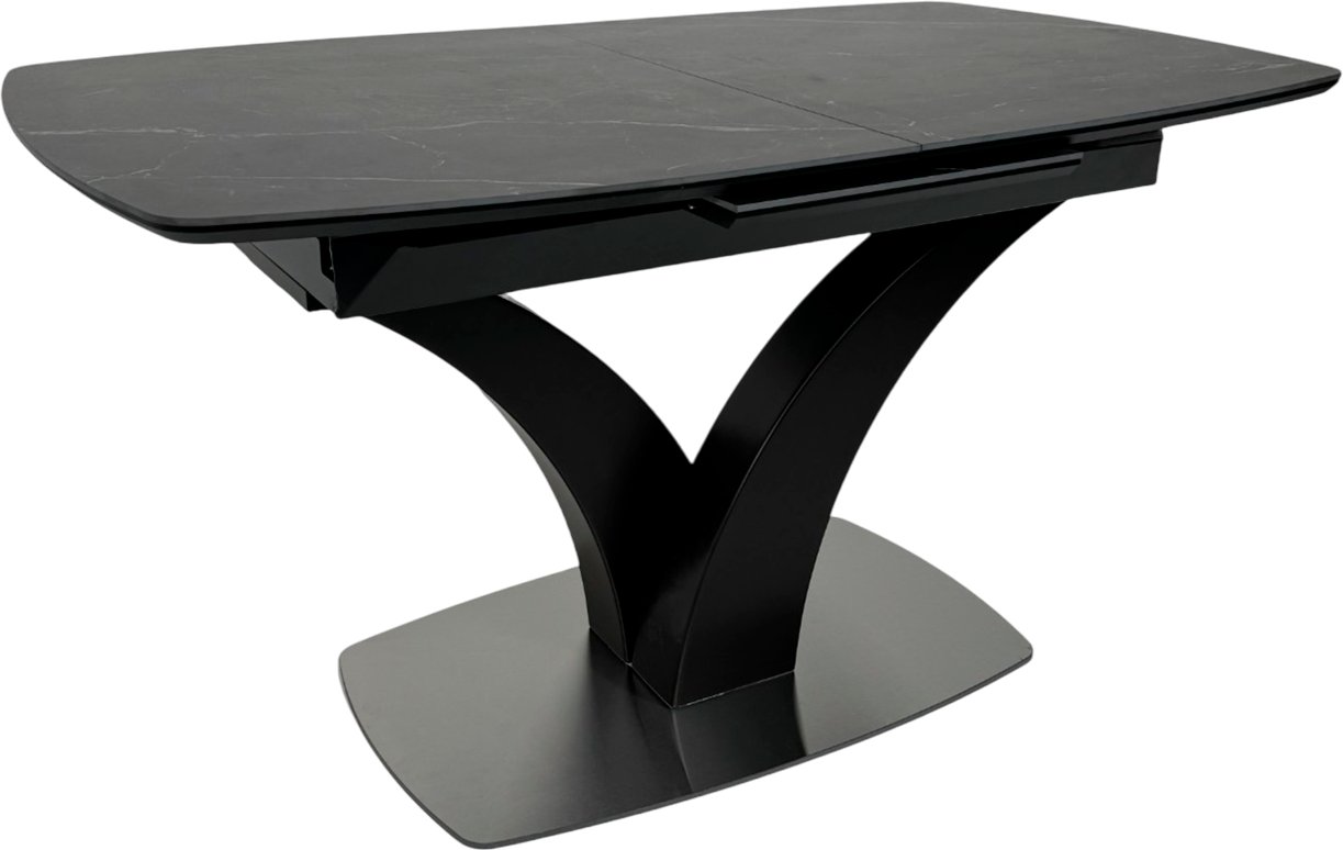 Кухонный стол Аврора Нотр Дам Moderne 1400/1800x850 (камень черный Greys Black /черный матовый)