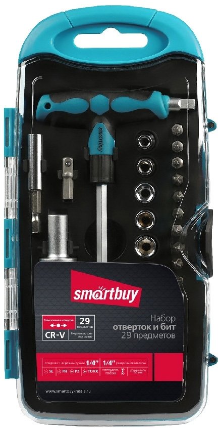 

Набор отвертка с битами и головками SmartBuy SBT-SCBS-29P1 (29 предметов)
