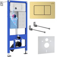 Инсталляция для унитаза Roxen StounFix Dual Fresh 968409 (c аромадозатором) с кнопкой (брашированное золото)