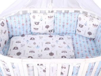 Бампер в кроватку Amarobaby Индейцы (12 подушек, серый/голубой)
