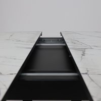 Кухонный стол Listvig Merlin 110-150х75 (МДФ+HPL-пластик белый Monte Belo/черный)