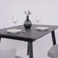 Кухонный стол Lepremo AV 1209/1 МДФ раздвижной 1200-1600x800 (мрамор Пьетра графитовый/черный)