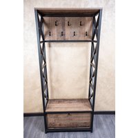 Вешалка для одежды Wooden Story Rosario (ЛДСП, темное дерево/черный)