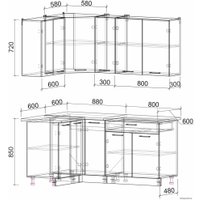 Готовая кухня Интерлиния Мила Лайт 1.2x1.7 (дуб золотой)