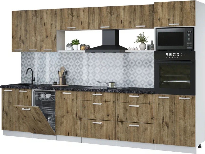 

Готовая кухня Интерлиния Мила Лайт 3.3-ПМ3 (дуб веллингтон/дуб веллингтон/кастилло темный)