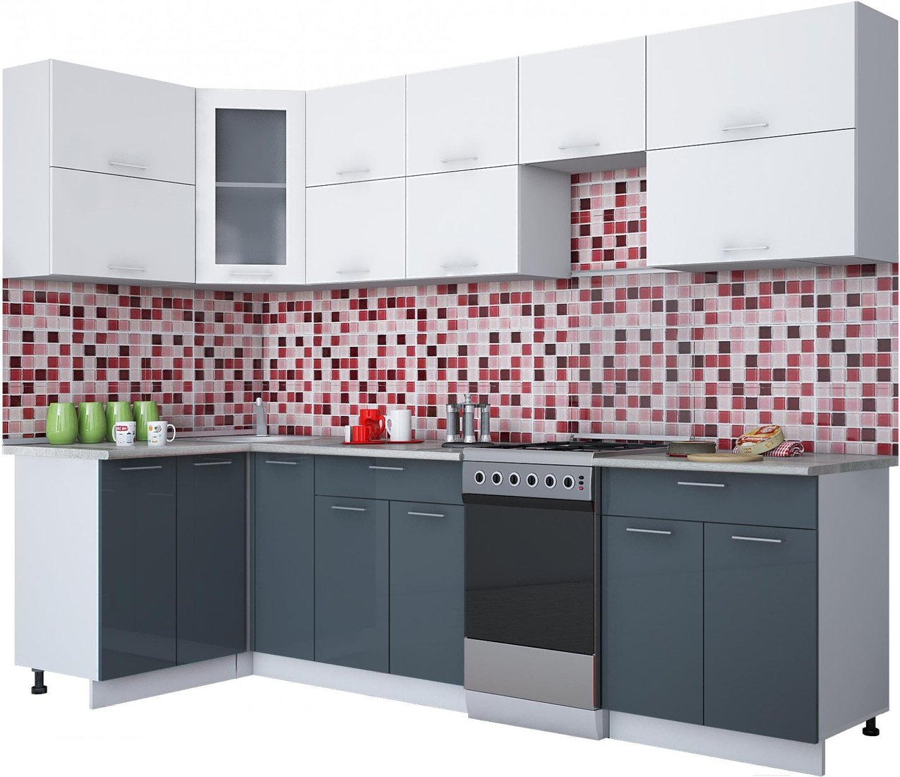 

Готовая кухня Интерлиния Мила Gloss 50-12x28 (белый/асфальт глянец)
