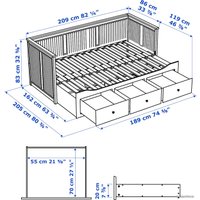 Кровать Ikea Хемнэс 200x80 (белый, осванг жесткий) 694.281.13