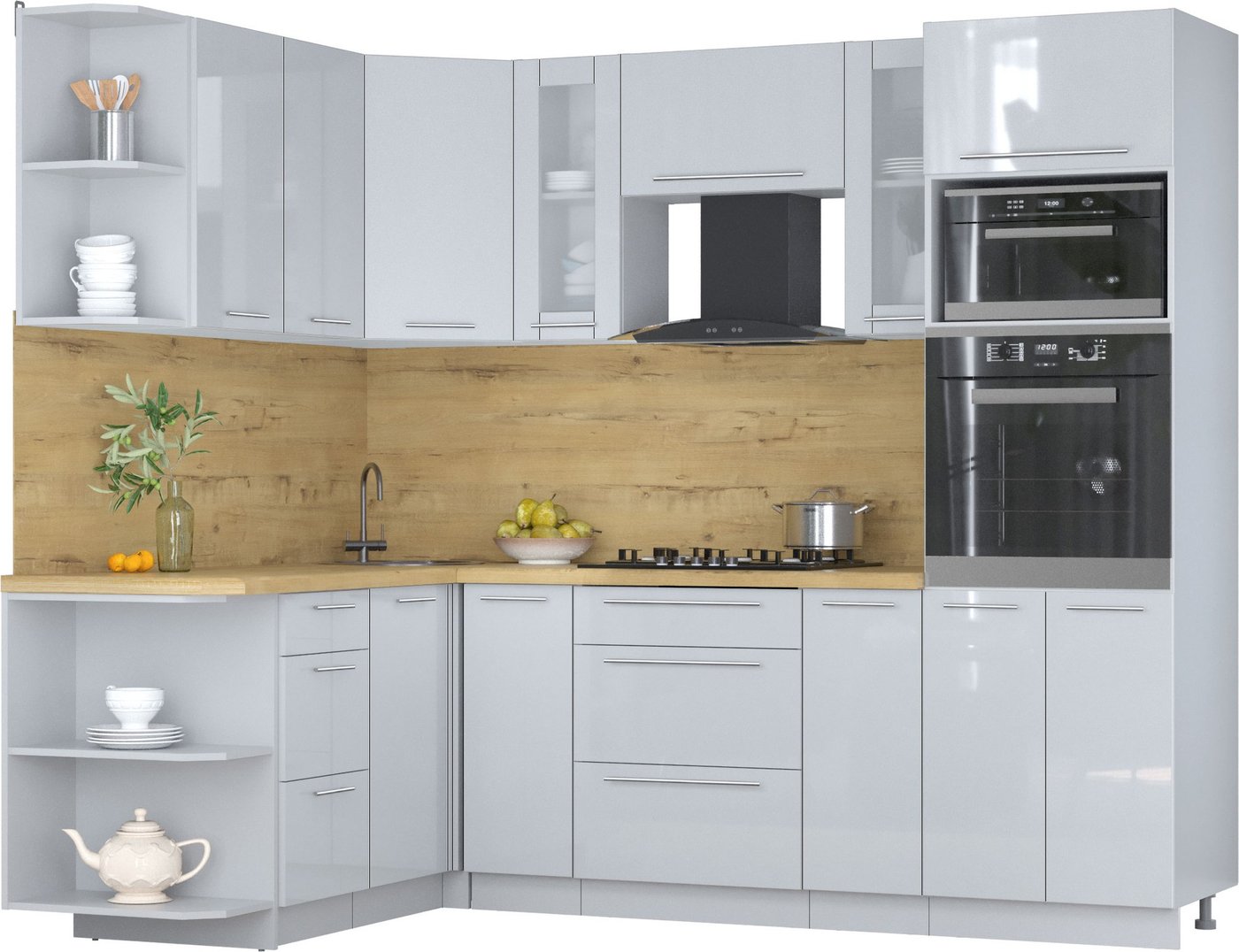 

Готовая кухня Интерлиния Мила Пластик 1.68x2.4 LV (туманный глянец/туманный глянец/дуб бунратти)