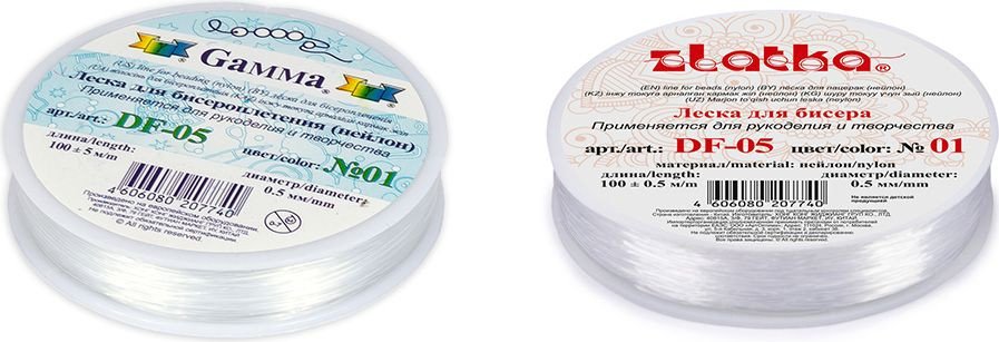 

Набор бисероплетения Zlatka Леска для бисера DF-05 d 0.5 мм 100 м (№01 белый)