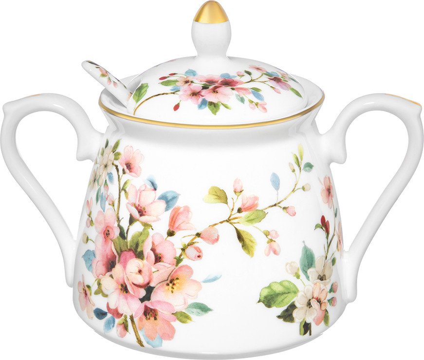 Сахарница Elan Gallery Яблоневый цвет на белом New Bone China 420787