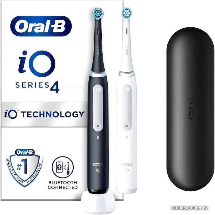 Комплект электрических зубных щеток Oral-B iO Series 4 Duo (черный/белый)