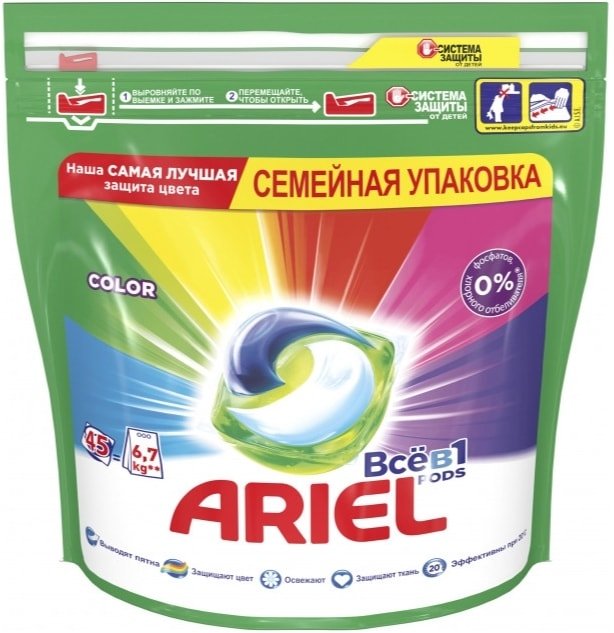 

Капсулы для стирки Ariel Все в 1 Pods Color (45 шт)