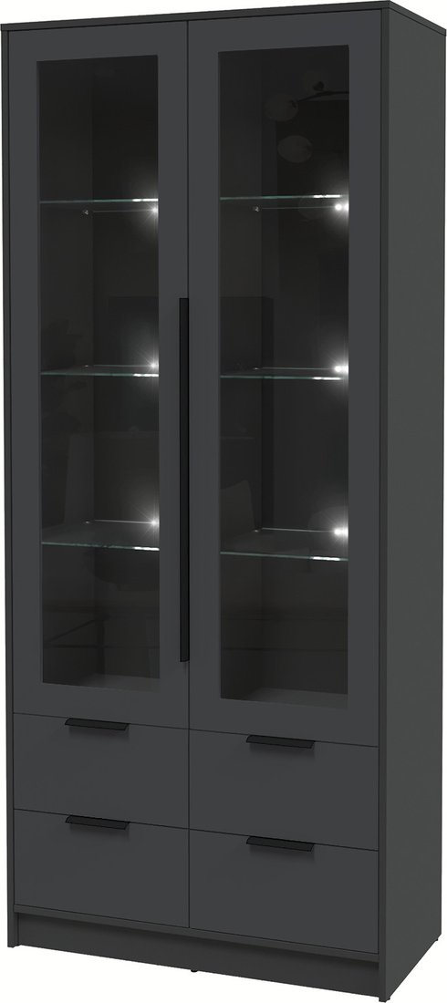 

Шкаф-витрина Интерлиния Концепт КТ-ШВ2 с подсветкой Глосс (антрацит/пепел)