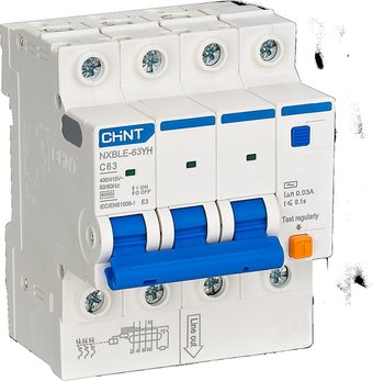 Дифференциальный автомат Chint NXBLE-63YH 3P+N 6А 30mA 6kA тип А 539785