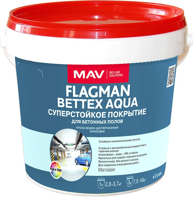 

Краска MAV Flagman Bettex Aqua 1 л (белый матовый)