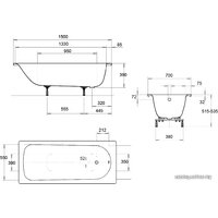 Ванна Kaldewei Eurowa 150x70 (с ножками)