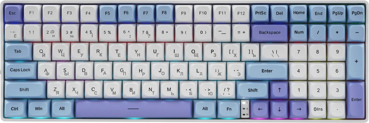 

Клавиатура AULA S100 Pro (белый/голубой/сиреневый)
