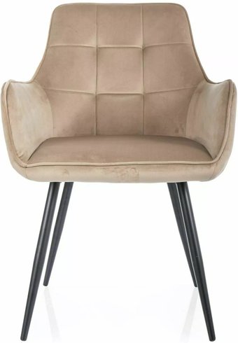 Стул с подлокотниками Signal Lemon Velvet 28 (бежевый/черный)
