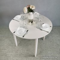 Кухонный стол Рамзес Круглый 94х94/124 (лофт белый/ноги конус белые)