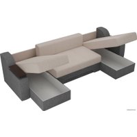 П-образный диван Лига диванов Сенатор 28925 (рогожка, бежевый/серый)