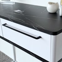 Туалетный столик без зеркала Shtabe Royal 5211 эко (мрамор неро/белый/р.черная)