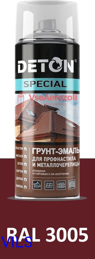

Грунт-эмаль Deton Special Для металлочерепицы RAL 3005 0.52 л (красное вино)