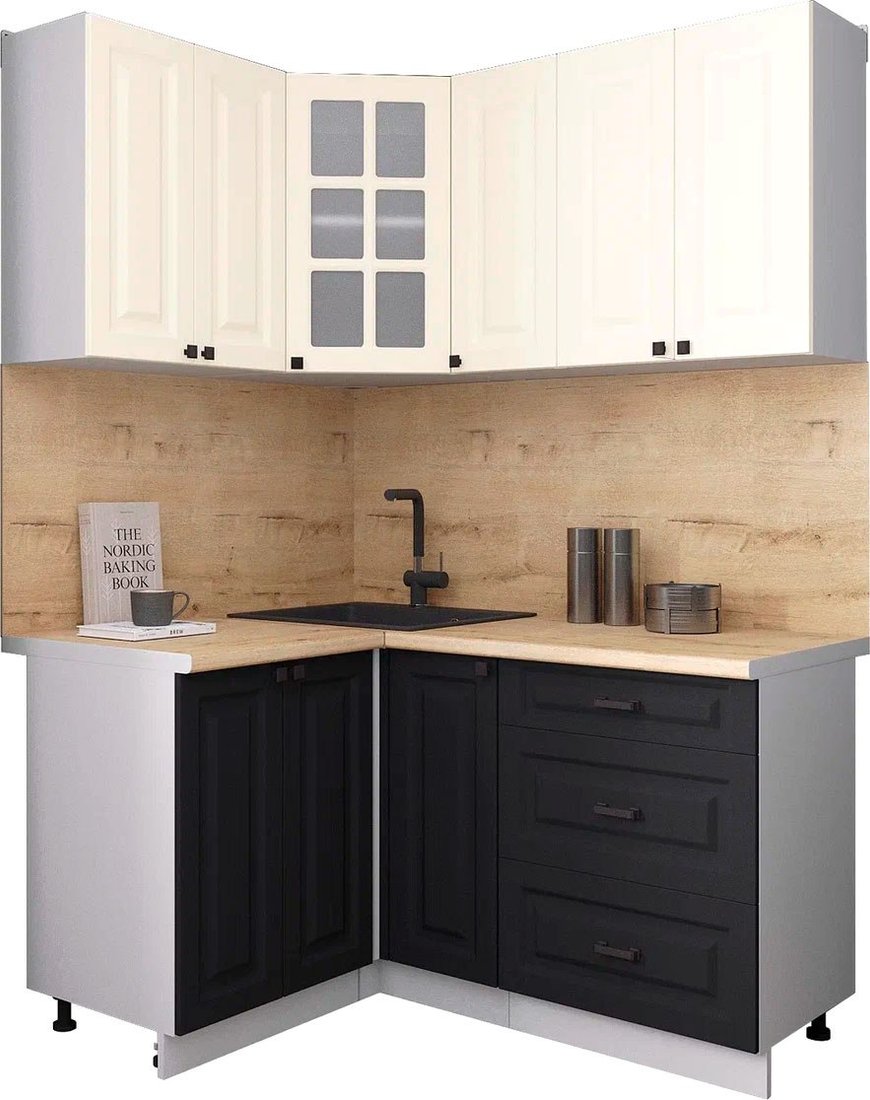 

Готовая кухня Интерлиния Мила Деко 1.2x1.5 (черный/белый/дуб бунратти)