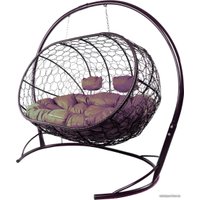 Подвесной диван M-Group Лежебока 11180202 (с коричневым ротангом/бордовая подушка)