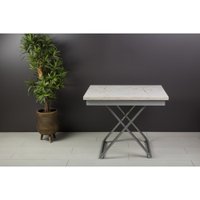 Стол-трансформер Levmar Apollo D95/S59 (белый мрамор/серебро)