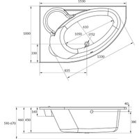 Ванна Cersanit Kaliope 153x100 R 63442 с сифоном Prime 64287 (сифон черный)