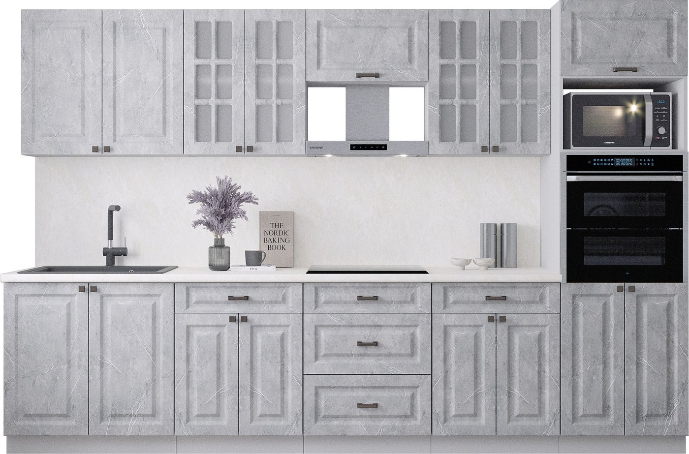 

Готовая кухня Интерлиния Мила Деко 3.2 (керамика/керамика/опал светлый)