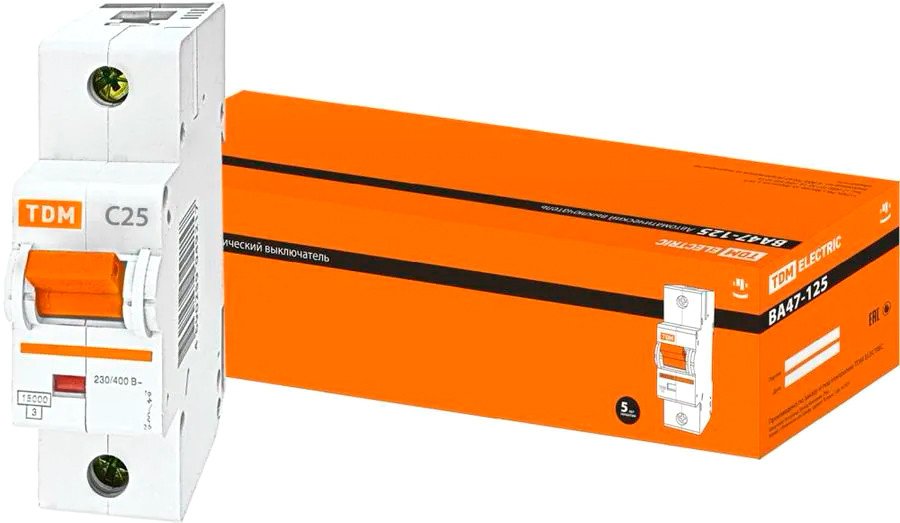 

Выключатель автоматический TDM Electric ВА 47-125 1Р 25А 15кА SQ0208-0052