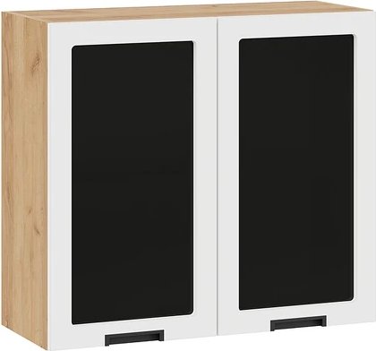 

Шкаф навесной Трия Гренада 1В8С с двумя дверями со стеклом (дуб крафт золотой/холст белый)