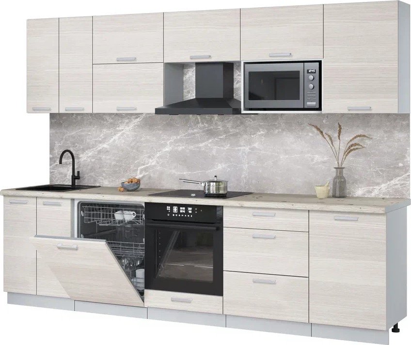 

Готовая кухня Интерлиния Мила Лайт 2.9-ПМ2 (вудлайн кремовый/вудлайн кремовый/бискайская сосна)