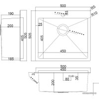 Кухонная мойка ARFEKA AF 550*505 Black PVD Nano
