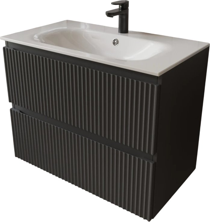 TERMINUS Тумба с умывальником Сицилия 80x62x45 с 2 ящиками SIC10802701601O (графит)