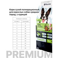 Сухой корм для собак Manitex Стандарт Для взрослых средних пород курица и розмарин 10 кг