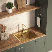 Кухонная мойка Basic CL DS Decor 60x50 (золото, коландер, дозатор)